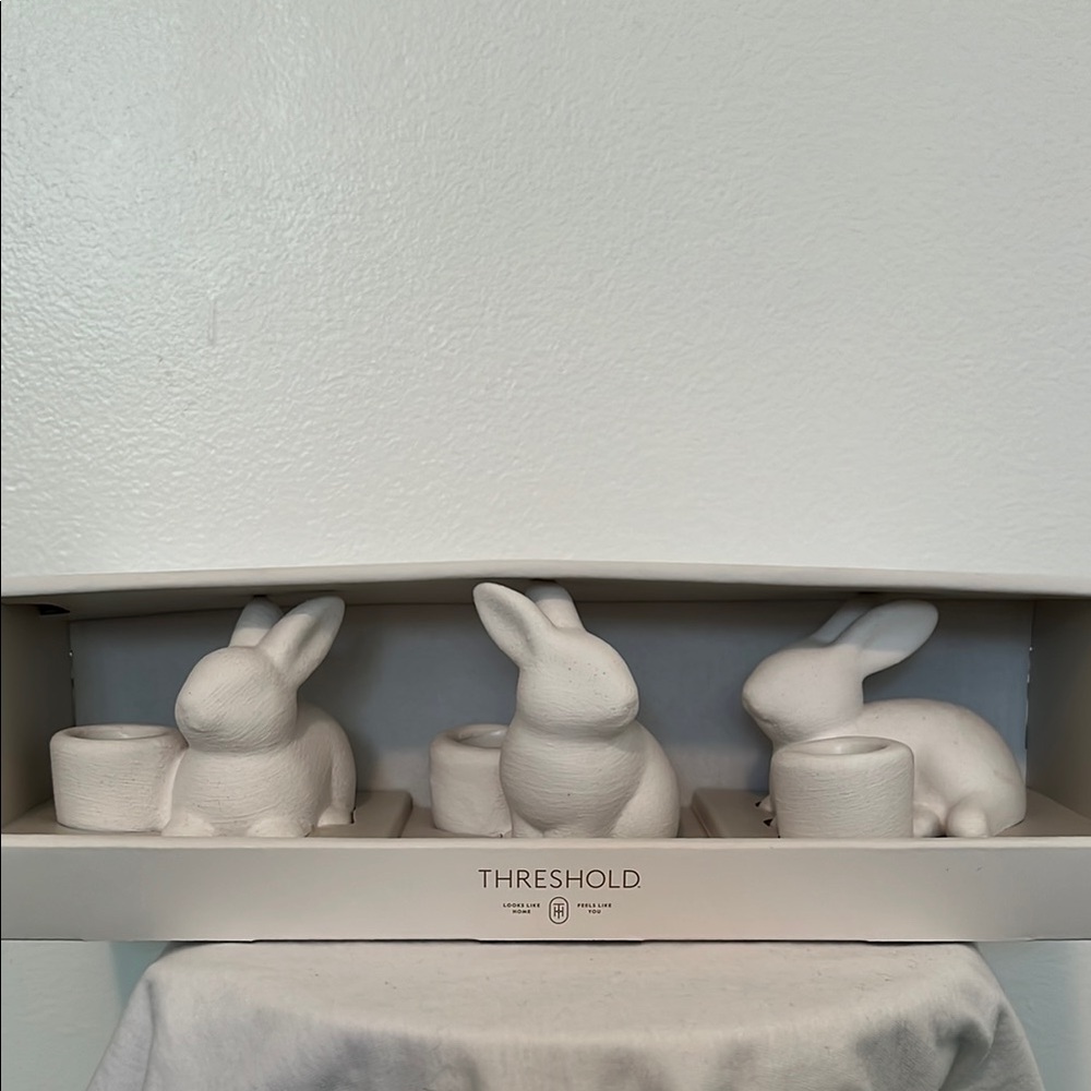 Threshold easter bunny rabbit taper candle holders set of three 3 new in box